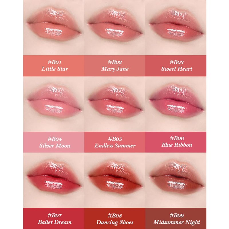Flower Knows Swan Ballet Shine Lipstick,Hydrating Solid Lip Gloss,Moisturizing Red Tinted Lip Balm-Long Lasting Lip Gloss in Balm for Girls&Women(B09 Midsummer Night)