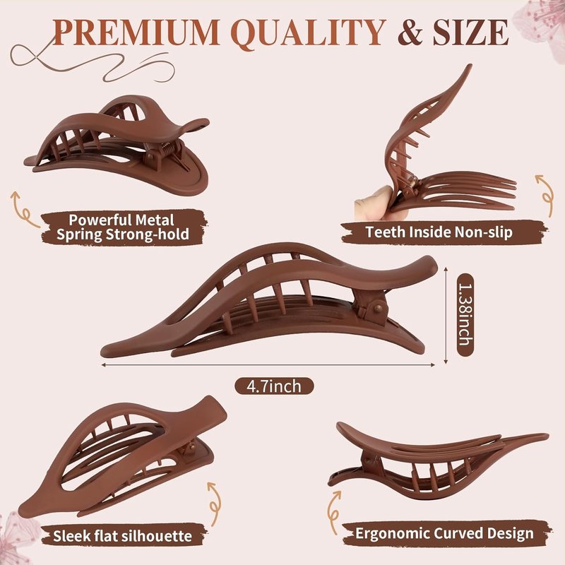 Sisiaipu Flat Hair Clips - 10 Pcs French Claw Clips for Thick & Thin Hair | Dark Colorful Barrettes