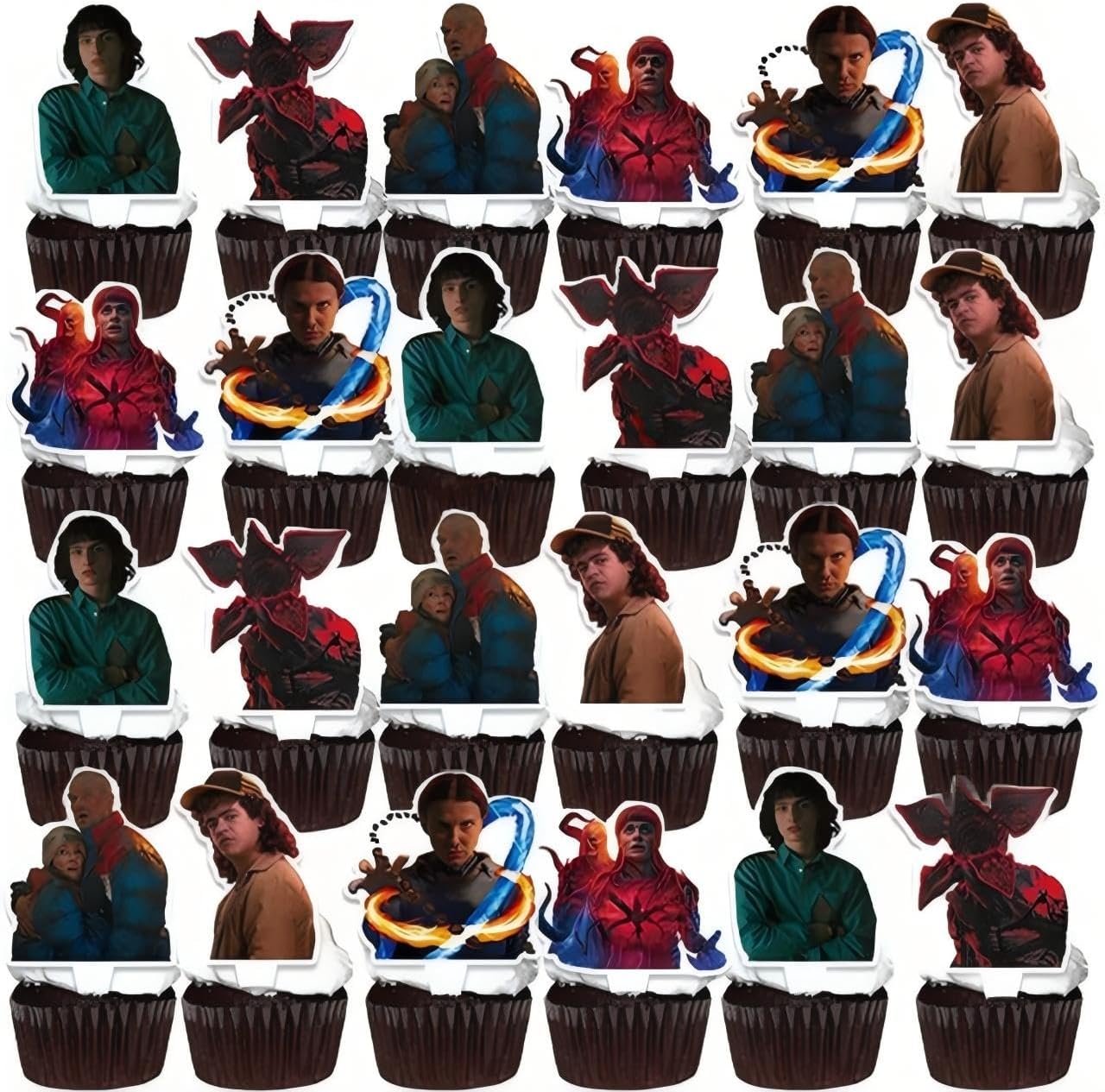 Stranger Things 25-Pc Birthday Cake Decorations Set - Includes Cake Topper & Cupcake Toppers