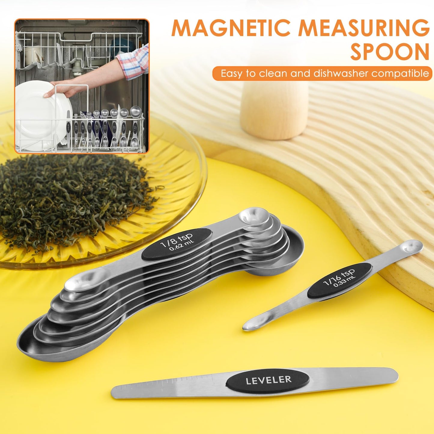 Magnetic Measuring Spoons Versatile Safe Stainless Steel Double Sided Teaspoon Easy to Clean Measuring Spoons Nesting Teaspoons Solid Nesting Tablespoon Teaspoon for Liquid Ingredients