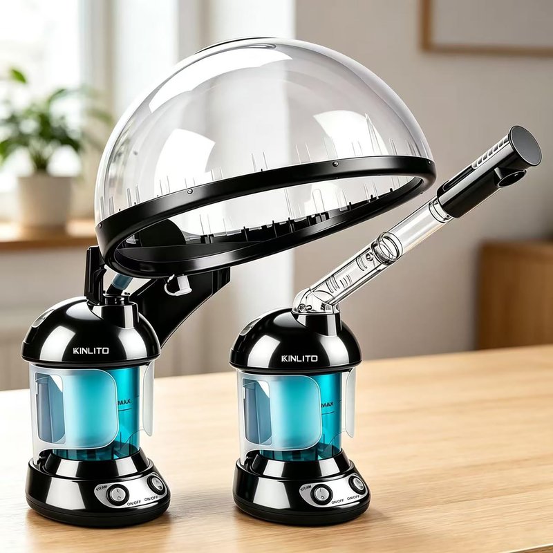 KINLITO 2-in-1 Hair and Face Steamer, Hair Steamer Humidifier for Deep Conditioning & Facial Steamer for Deep Cleaning, Tabletop Steamer with UV Ozone for Personal Care Use Home Spa Salon