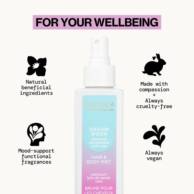 Pacifica Hair Perfume & Body Fragrance Spray Mist - Dream Moon with Vanilla, Almond & Spices – Alcohol-Free, Vegan & Cruelty-Free, 6.5 oz