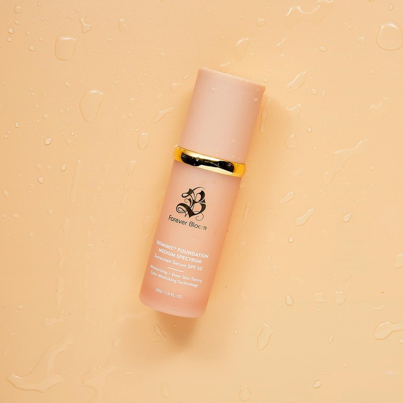 Bio Mimic Foundation Medium Spectrum by Forever Bloom; Protecting from Sun with SPF50; Foundation for Gym, Sports, Dancing Makeup for Mature & Sensitive Skin, Natural Finish Made in USA