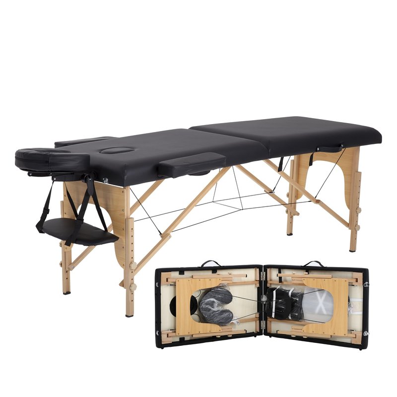 PayLessHere Massage Bed Portable Massage Table 24 inch Wide Lash Bed 2 Folding Height Adjustable Spa Table with Non-Woven Bag for Spa Footmassage Facial CareSpa Tattoo