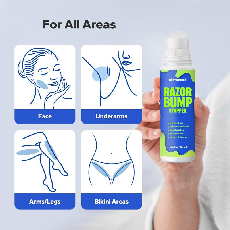 SilkySecret Ingrown Hair Treatment - Razor Burn Relief Lotion for Men & Women | 3.38 Fl Oz