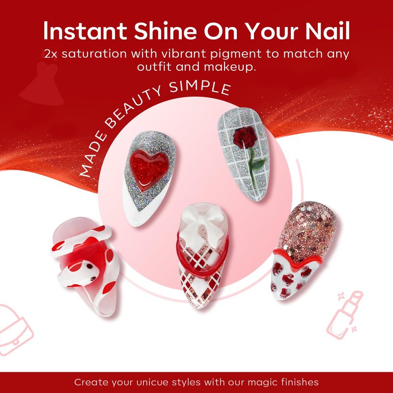 Modelones Red Gel Nail Polish Set - 6 Vibrant Colors with Glitter & Sparkle | Perfect for DIY Nail Art & Manicure