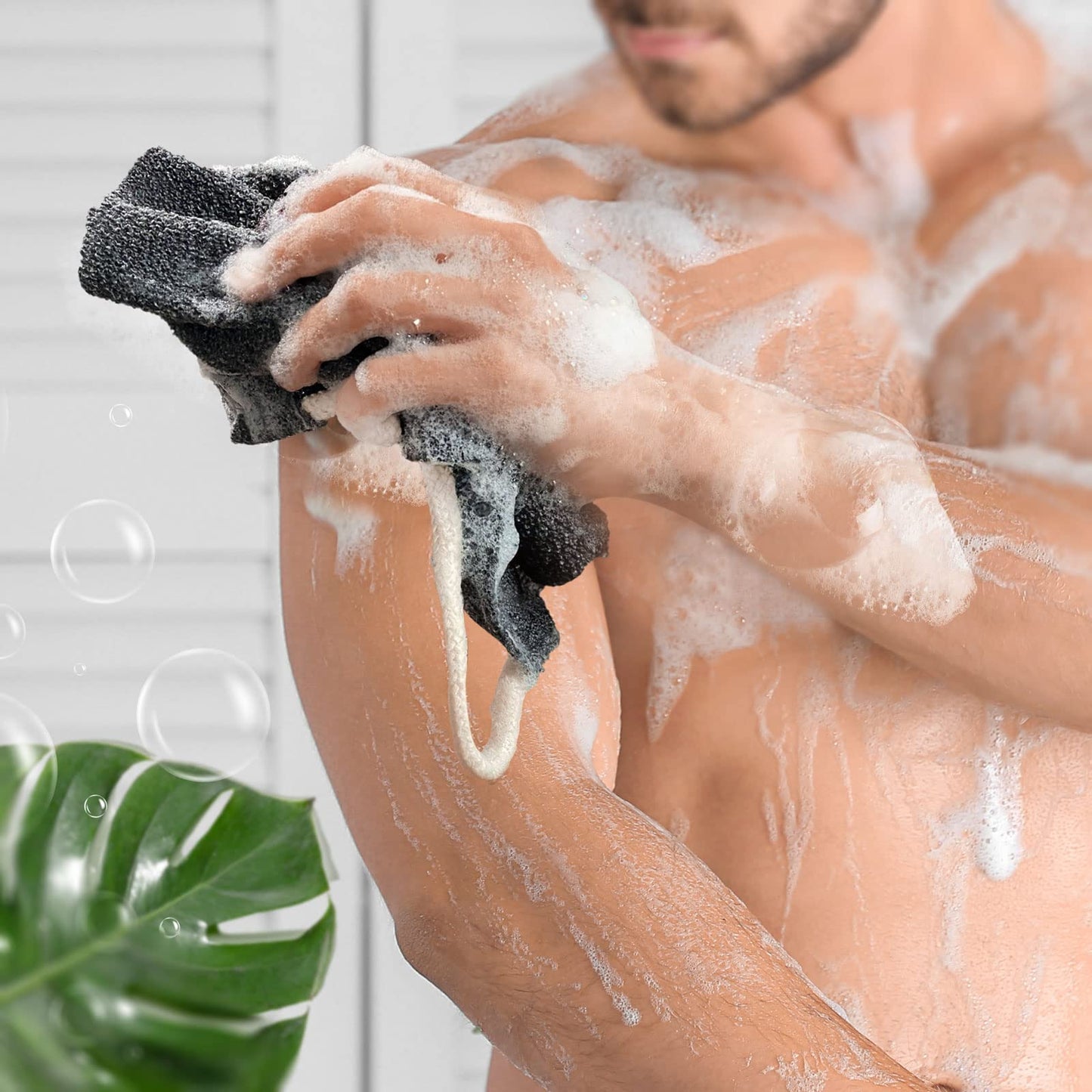 MIG4U Exfoliating Back Scrubber for Shower for Men & Women, Bath Body Scrub Strap with Handles, Long Strecthy Towel Wash Exfoliator Deep Clean Dead Skin