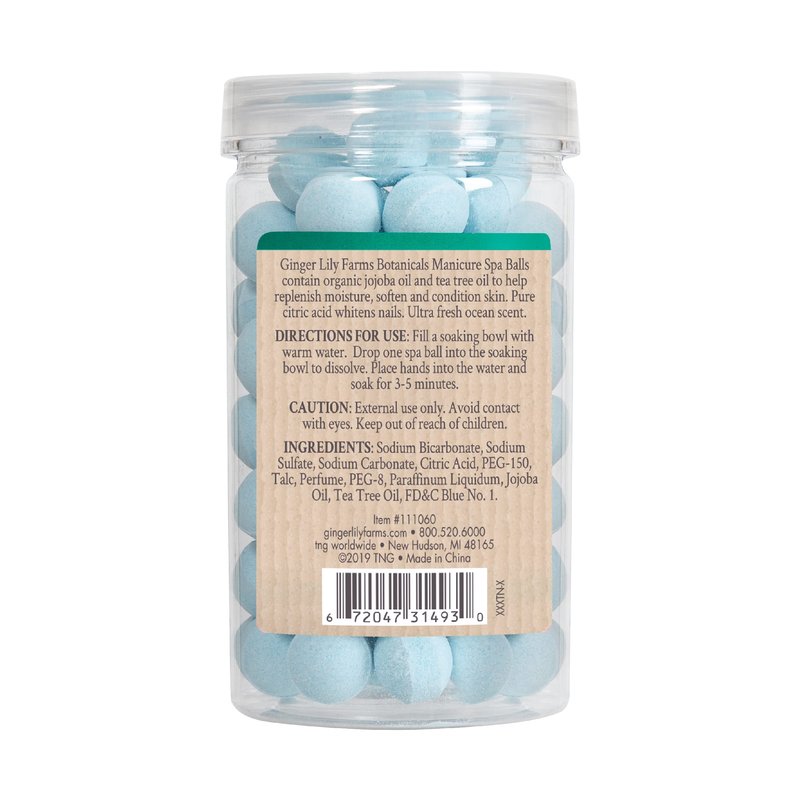 Ginger Lily Farms Botanicals Manicure Spa Balls Ocean, Manicure Soak Balls Replenishes Moisture, Softens and Conditions Skin, 8 Ounces, 80-Count