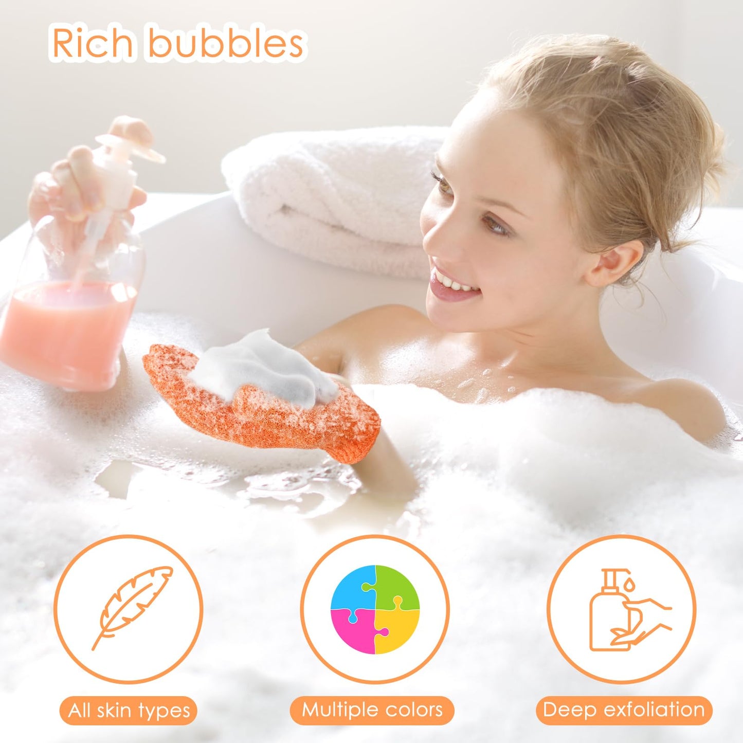 FoldTier 100 Pcs Exfoliating Gloves Bulk for Shower Body Double Sided Gloves Exfoliating Bath Mitt with Hanging Loop Bath for Women Men Bathing Skin Scrubber Accessories Beauty Spa (Multicolor)