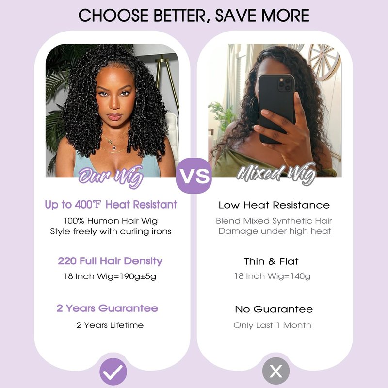 Burmese Curly Half Wig - 220 Density 100% Human Hair | 18 Inch, Beginner-Friendly, Natural Color