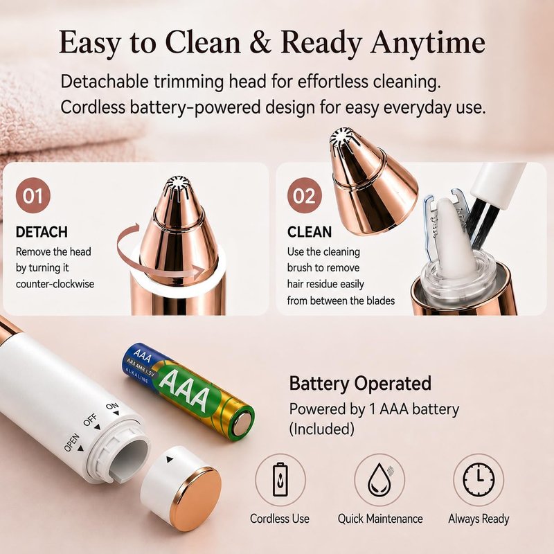 Eyebrow Trimmer for Women - Precise & Painless Electric Razor with LED Light | Travel-Friendly Gold-Plated Design