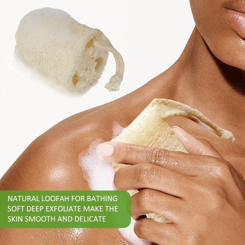 FRTIM Natural Loofah Sponge, Organic Bath Loofah Pack, Lufas Exfoliating Body Scrubber, Loofas Sponges Shower Loofah for Women and Men, Skin SPA Ecotools- 6 Pack