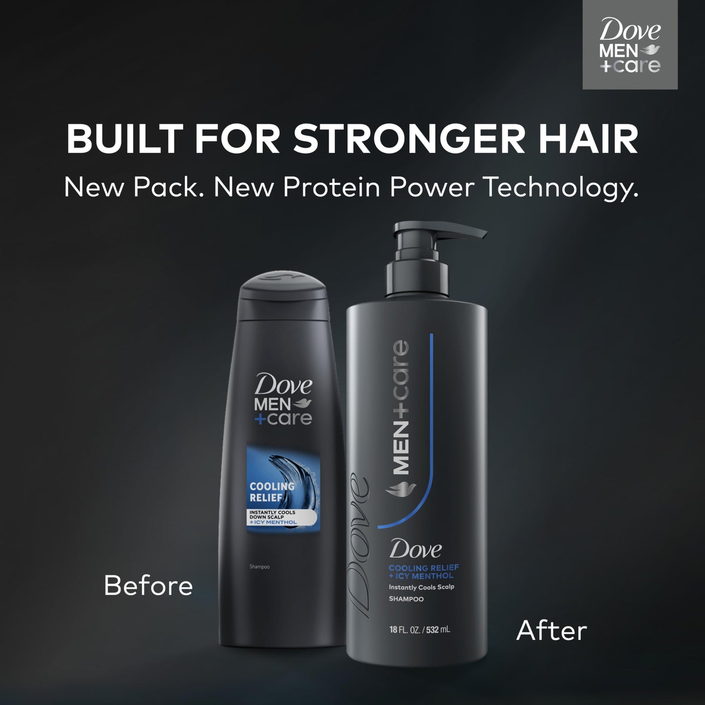 Dove Men+Care Shampoo 1 ct Cooling Relief for Instantly Cools Scalp, with Icy Menthol, 18 FL OZ