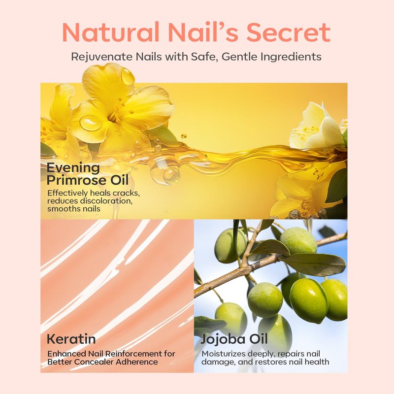 modelones Nail Strengthener and Growth 2 Pcs Milky White Nude Orange Nail Polish Kits Nail Hardener Extra Strong and Growth Nail Repair for Damaged Nails Care for Women Gifts 30ml