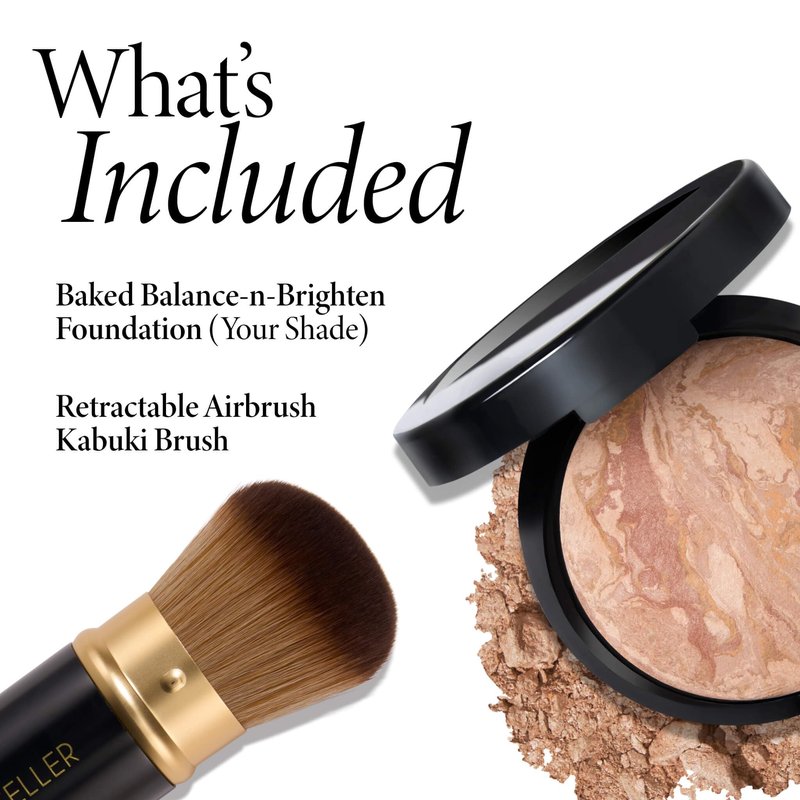 LAURA GELLER NEW YORK Baked Balance-n-Brighten Foundation with Kabuki Brush Makeup Set, Fair