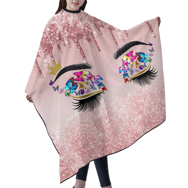 Carwayii Barber Cape Hello Glitter Gorgeous Eyelash Salon Apron Hair Cutting Cape Barbershop Kits For Women-55''X66''