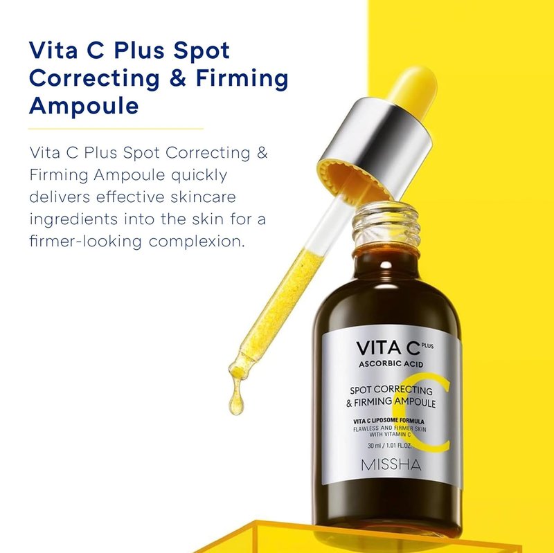 MISSHA Vita C Plus Ampoule - Vitamin C Serum for Spot Correction & Firming | 1.01 Fl Oz (30ml)