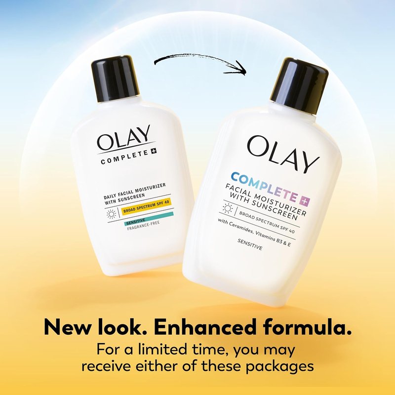 Olay Complete+ Face Moisturizer - SPF 40 Sunscreen for Sensitive Skin | Fragrance-Free, 6 Oz