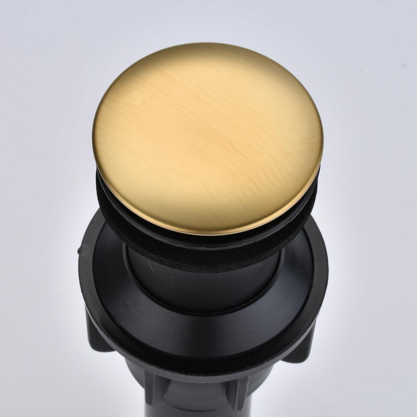 Brushed Gold Bathroom Pop-Up Push-Type Sink Drain Assembly - Vessel Vanity Sink Stopper with Overflow & Strainer, for Faucets