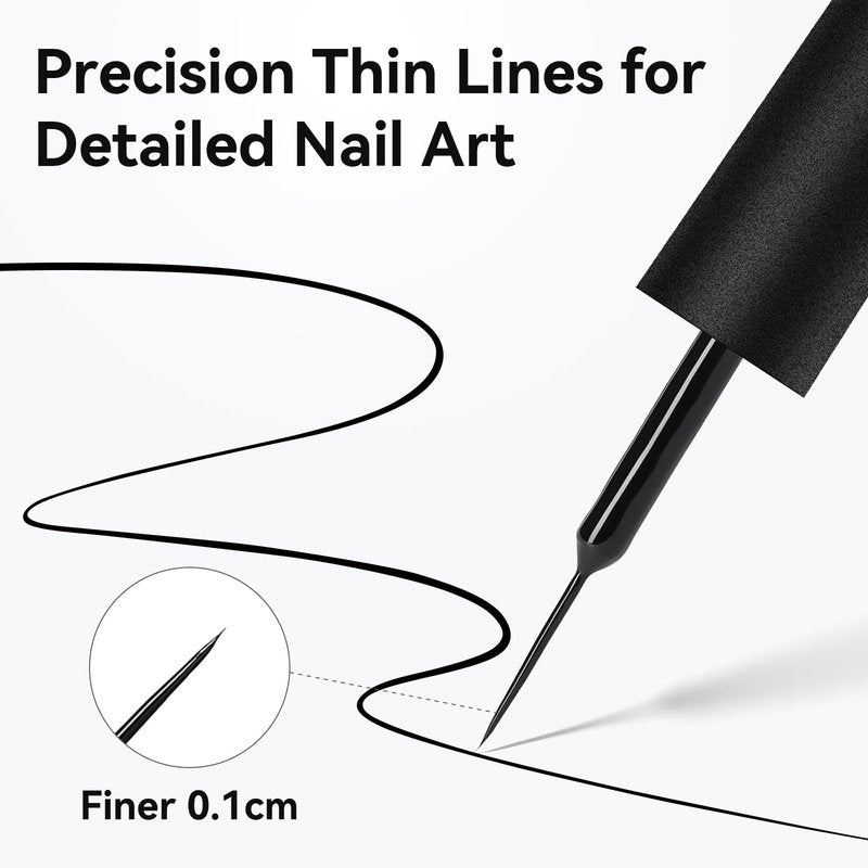 Makartt Gel Nail Polish Liner Set 8ML 2 Colors White and Black for French Nail Art French Tips Swirls DIY Manicure Soak Off UV Curing with Thin Brush