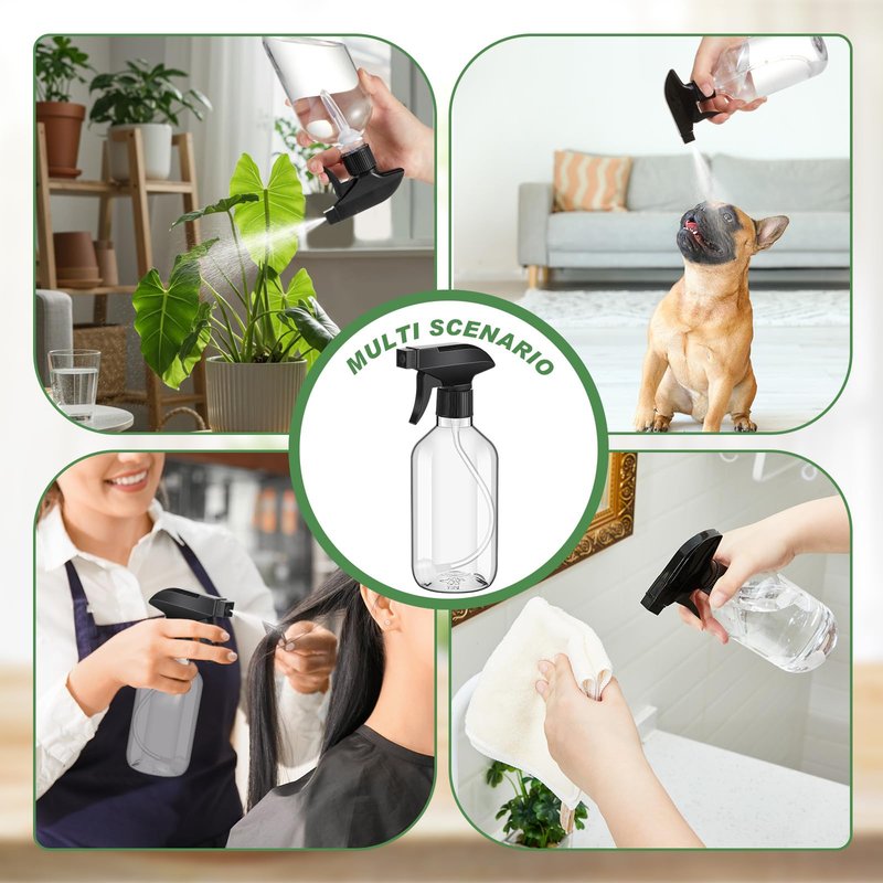 LOYIM 6 Pack 360° Water Spray Bottle Plastic Spray Bottles 16 oz, Upside Down Fine Mist/stream Water Bottle Upgraded Adjustable Nozzle Refillable Empty Containers for Plants, Cleaning, Hair (Clear)
