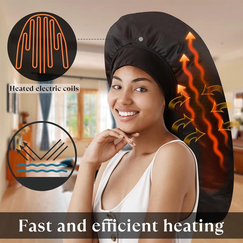 Hair Steamer Cap - Electric Thermal Deep Conditioning Spa Cap for Natural Hair | Home Use