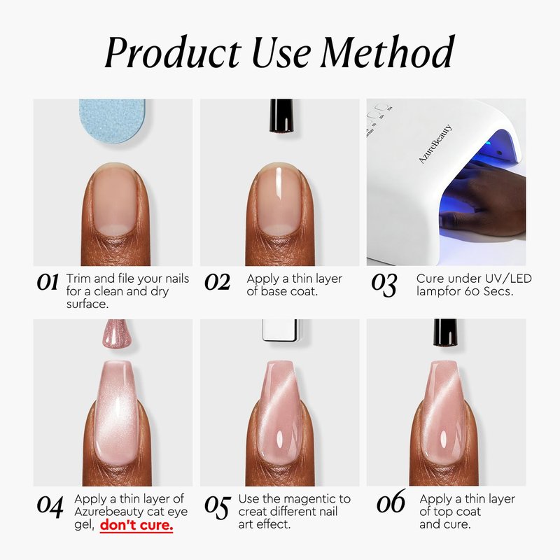AZUREBEAUTY Pink Cat Eye Gel Nail Polish 18ML – Nude Magnetic Holographic Shimmer, Translucent Jelly Reflective Gel, Soak-Off UV/LED Nail Polish for Nail Art DIY & Salon