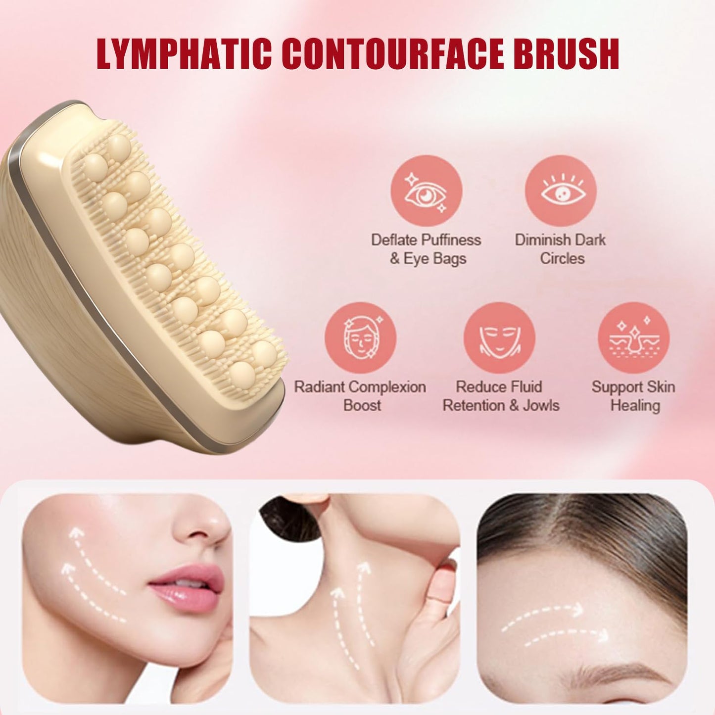 Multi Silicone Facial Cleansing Brush,Lymphatic Face Brush-Anti Puffiness,Lymphatic Drainage,Detox,Lift,Sculpting Jawline，Improves Skin Glow,Absorption,Cleansing、Scrubber and Face Massaging