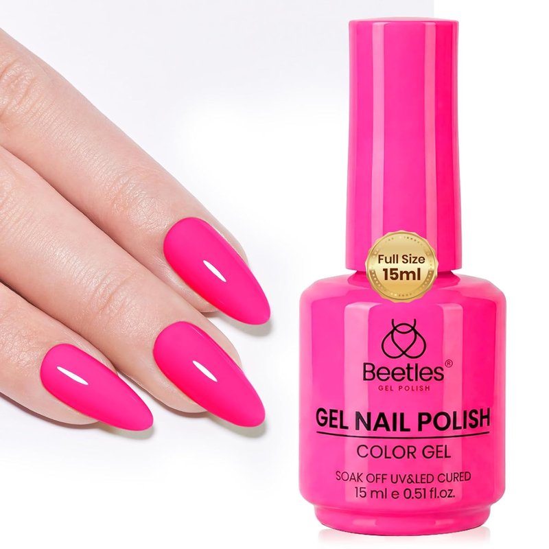 Beetles Hot Pink Gel Polish - Dragonfruit Pink 15ML | Neon Pink Soak Off UV LED Nail Art for Summer Manicure