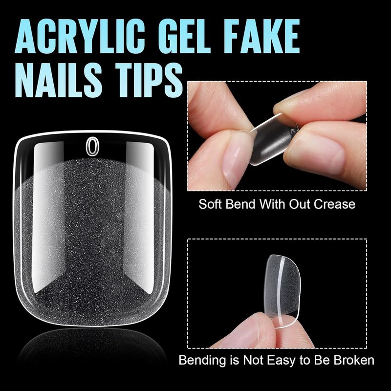 Short Nail Tips - Extra Short Square Acrylic Fake Nails | 192 Pcs in 12 Sizes for DIY Gel Nails