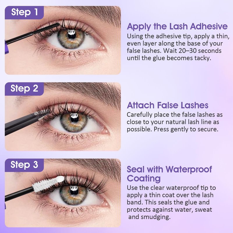 Eyelash Glue Lash Bond & Seal, 2-in-1 Adhesive for Lash Clusters & DIY Eyelash Extensions, 72H Waterproof Strong Hold, Quick Dry, Smudge-Proof, Gentle Non-Irritating Formula