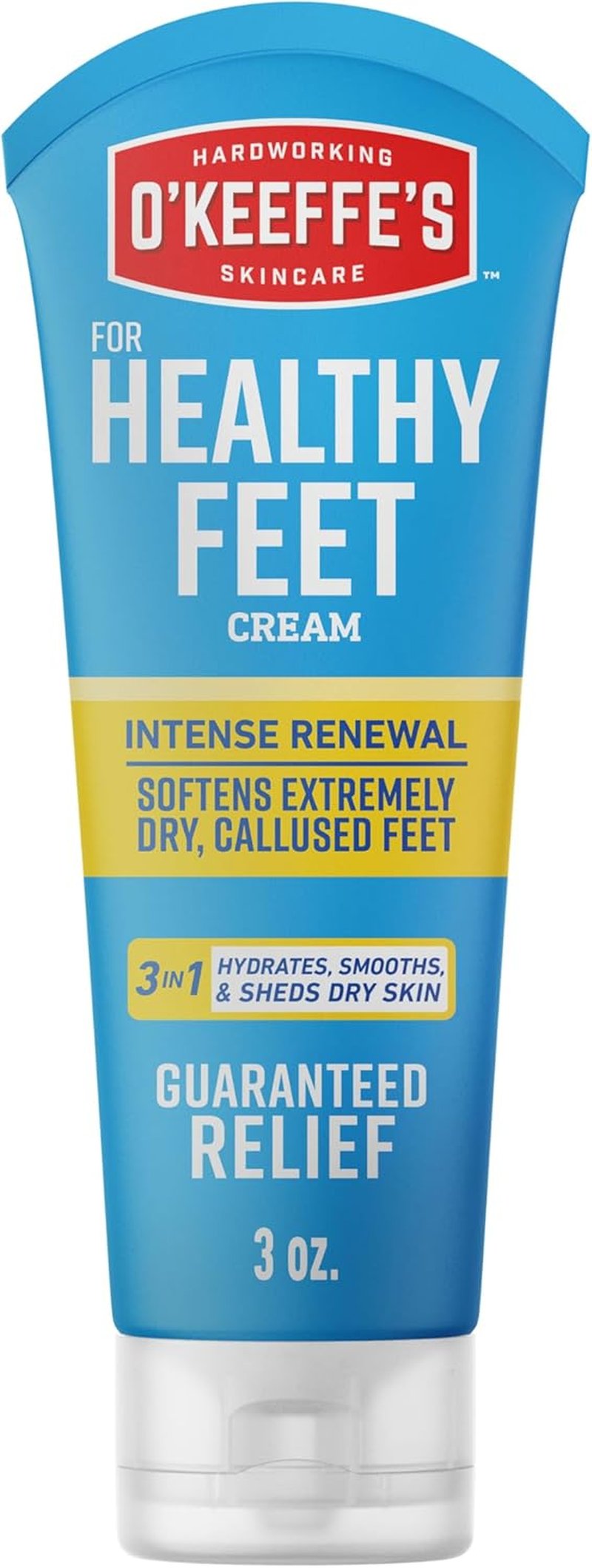 O'Keeffe's Intense Renewal Cream for Healthy Feet - Exfoliates & Softens Dry, Callused Skin - 3 oz Tube