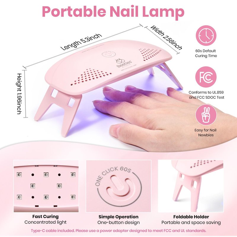 Beetles 2 Colors 10ML HEMA-Free White Pink Gel Nail Kit with U V Light, 6 Pcs Sakura Snow Gel Polish Set French Tips DIY Manicure Kit with Base & Top Coat Soak Off Home Salon Travel Gifts for Women