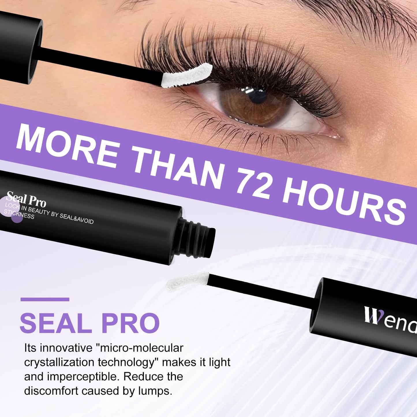 Wendy Upgraded Lash Cluster Glue: Lash Bond and Seal Pro Waterproof, Strong & Flexible Hold, Long-Lasting 72H, Gentle Low Odor, Quick-Dry, Eyelash Glue Bond Pro+Seal Pro（6ml+6ml）