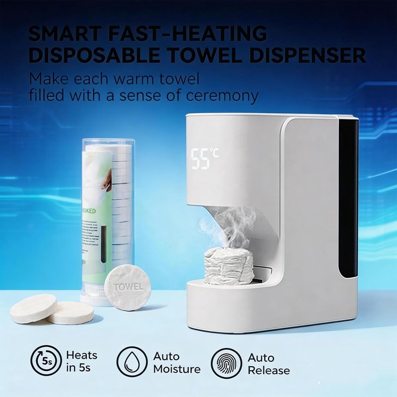 Automatic Hot Towel Dispenser by [Brand Name] - Adjustable Temperature & 5-Second Heating | Ideal for Spa, Salon, Home Use (Includes 1 Barrel of 20 Towels)