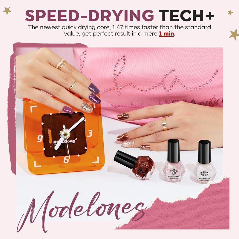 modelones Nail Polish Set 12 Colors Burgundy Red New Year 2025 Nail Polish Set Champagne Gold Glitter Dark Red Purple Shimmer Brown Nail Valentines's Gifts for Women Girl DIY Salon Home