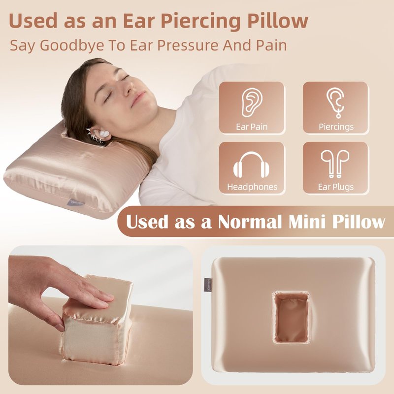 USlixury® Ear Piercing Pillow for Side Sleepers with Off-Center Hole