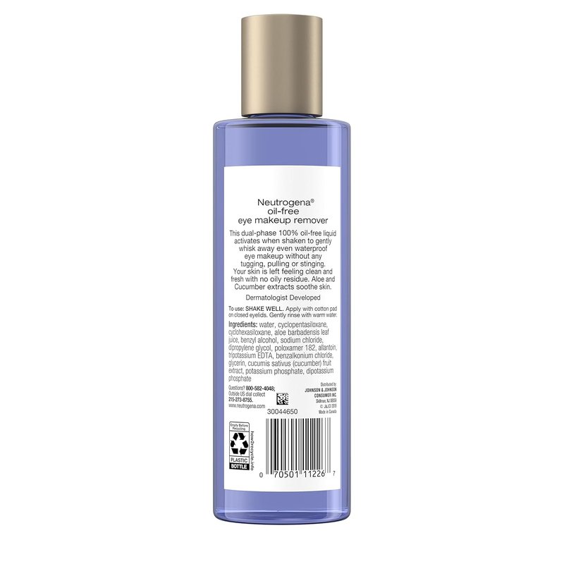 Neutrogena Gentle Oil-Free Eye Makeup Remover | Waterproof Mascara Dissolver, 8 fl. oz (Pack of 2)