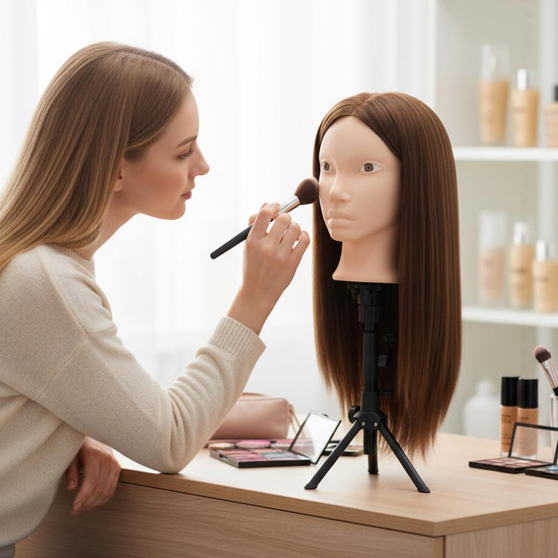 Mannequin Head with 80% Real Human Hair, Beauty star 26" Cosmetology Manikin Head, Doll Head for Hair Styling to Practice on, Hairdressing Training Braiding Heads with Clamp Stand Holder Kit