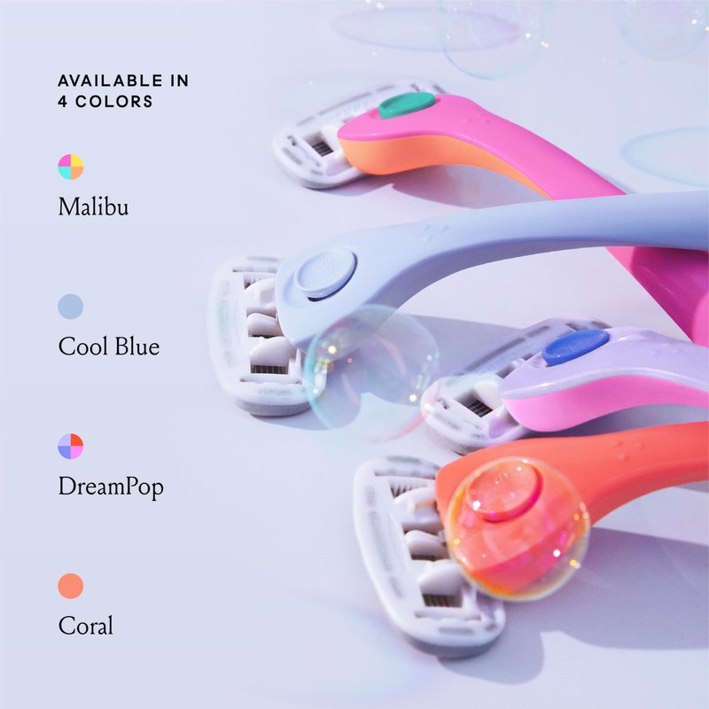 Billie Women’s Razor Kit, 1 Handle + 2 Blade Refills + Magnetic Holder, Coral