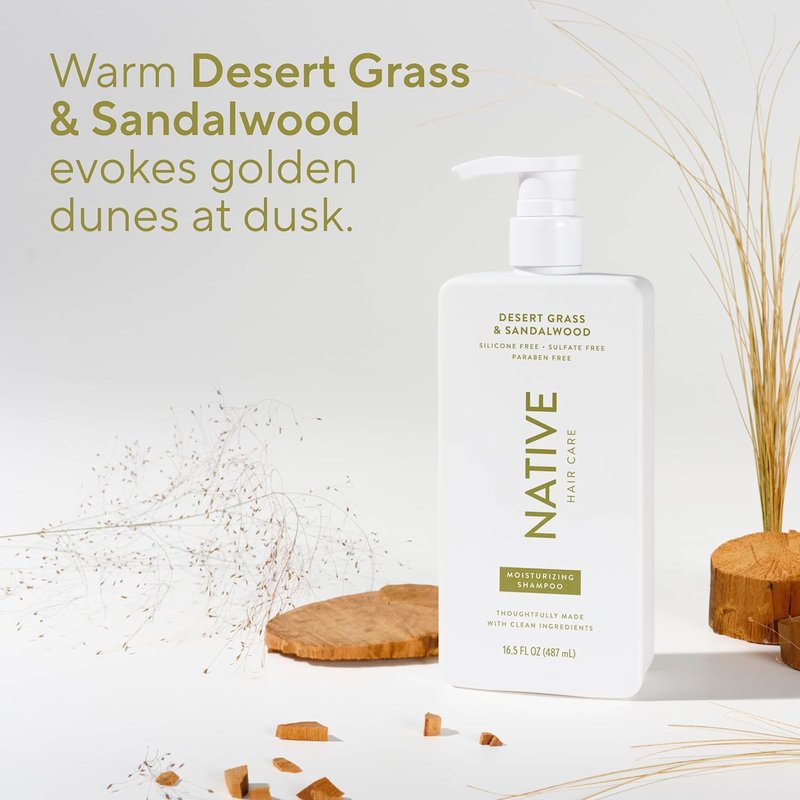 Native Desert Grass & Sandalwood Shampoo & Conditioner - Naturally Derived, Sulfate & Dye Free | 2-Pack for All Hair Types
