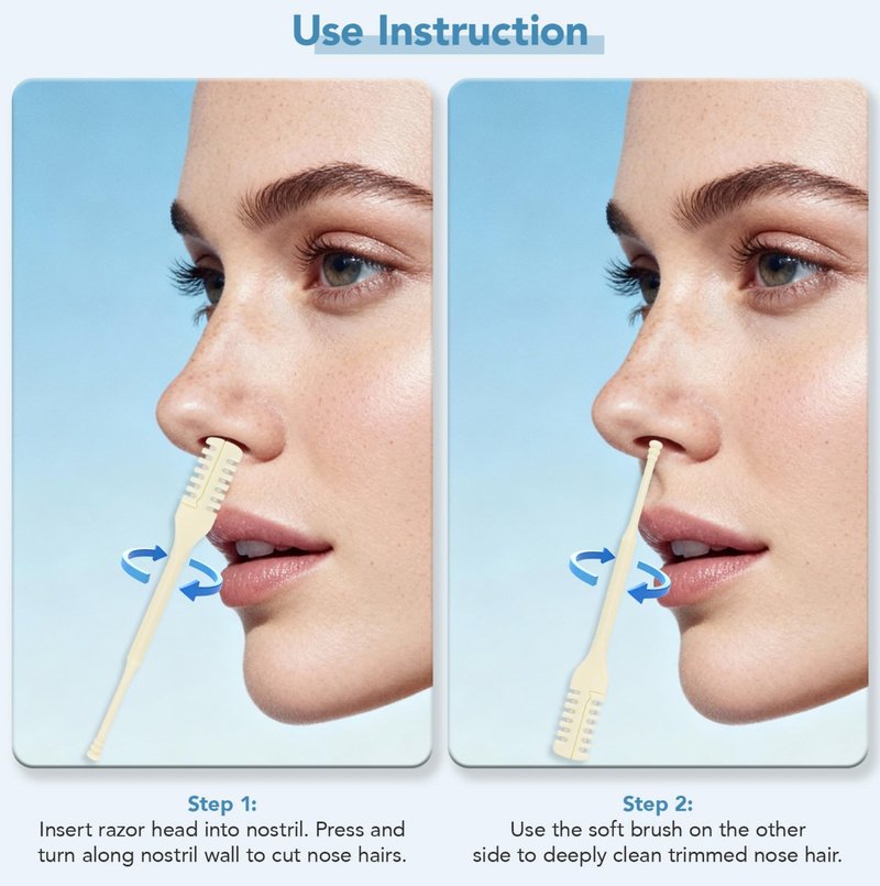 Atoymut Manual Nose Hair Trimmer, Nostril Hair Remover, Portable Travel Home Daily Use Essentials with Ear Pick for Men & Women (6pcs)