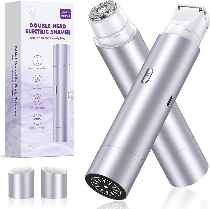 Skiennix Bikini Trimmer for Women - Dual Head Electric Razor | IPX7 Waterproof, Light Purple