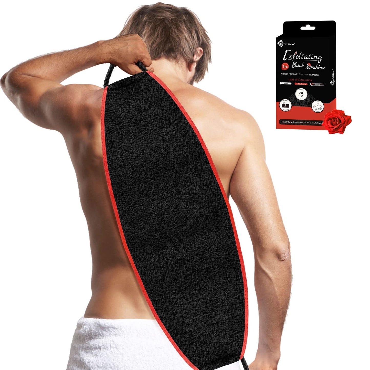 Evridwear Exfoliating Body Scrubber with Handles Back Washer Back Scrubber for Shower Bath Dry Skin Whole Body Deep Clean Men Women(Deep Exfoliation)