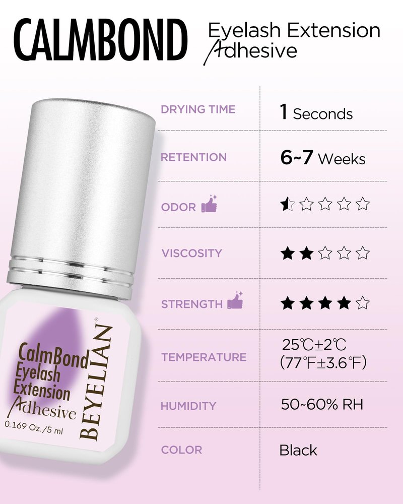 BEYELIAN Sensitive Eyelash Extension Glue 0.17fl.oz/5ml / 1Sec Drying Time/Retention – 6-7 Weeks/Black Adhesive/Professional Hypoallergenic Formaldehyde-Free Lash Extension Glue Supplies