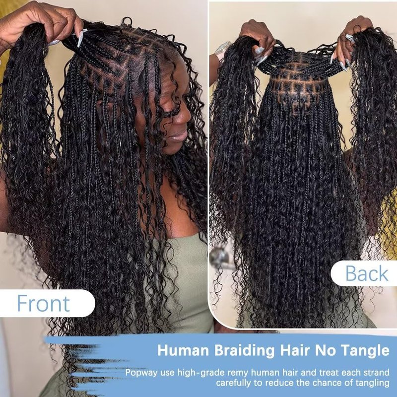 Boho Braiding Hair - 150g 20 Inch Curly Deep Wave Bundles | Natural Color 12A Quality