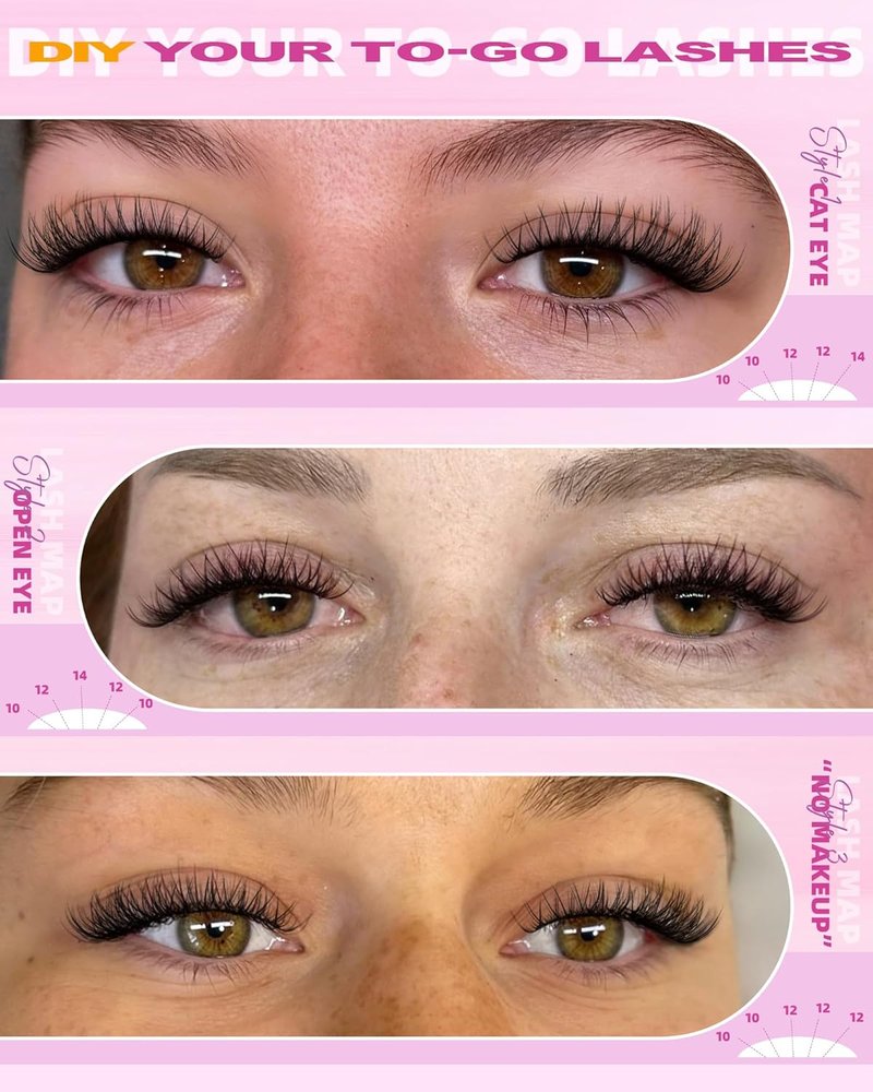 EYDEVRO Wispy Lash Clusters - Natural 10-12-14mm Eyelash Extensions for DIY Home Use | Waterproof & Fluffy