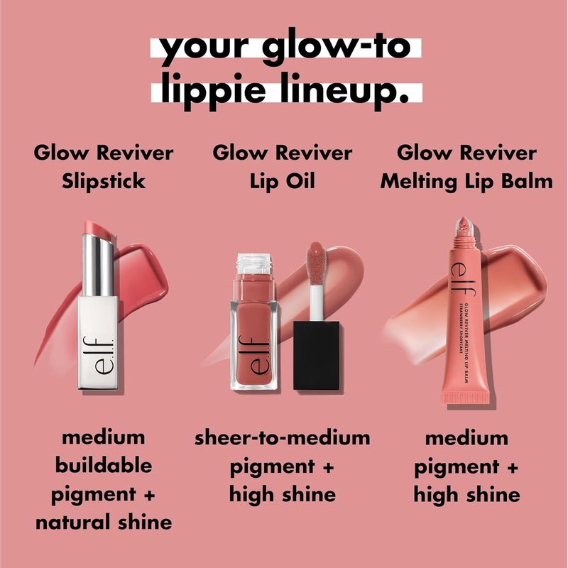 e.l.f. Glow Reviver Slipstick - Tinted Lip Oil Stick for Soft Shine Finish | Non-Sticky, Vegan, Pink-Me Energy
