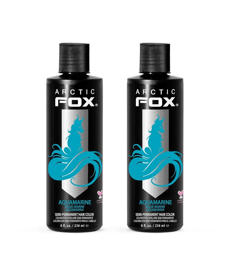Arctic Fox Semi-Permanent Hair Dye - Aquamarine Blue | Vegan, Ammonia-Free, 8 Fl Oz (Pack of 2)