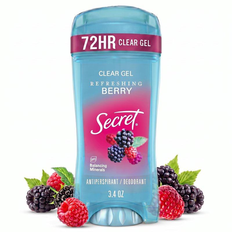 Secret Fresh Antiperspirant Deodorant for Women, 72hr Breathable Sweat & Odor Protection, Instant Freshness & Gentle, PH Balancing Minerals, Clear Gel, Refreshing Berry Scent, 3.4 oz